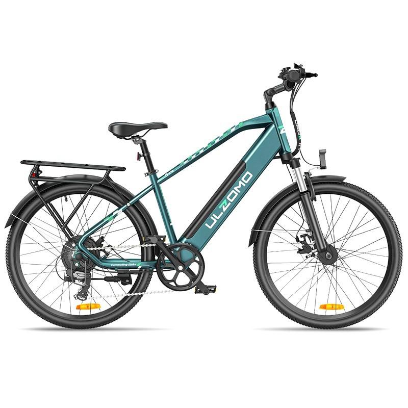 Bicicleta electrica Ulzomo Metro 26 E-bike, 250W, 36V 17Ah, autonomie 100km, viteza maxima 25km/h, 26" (Green)