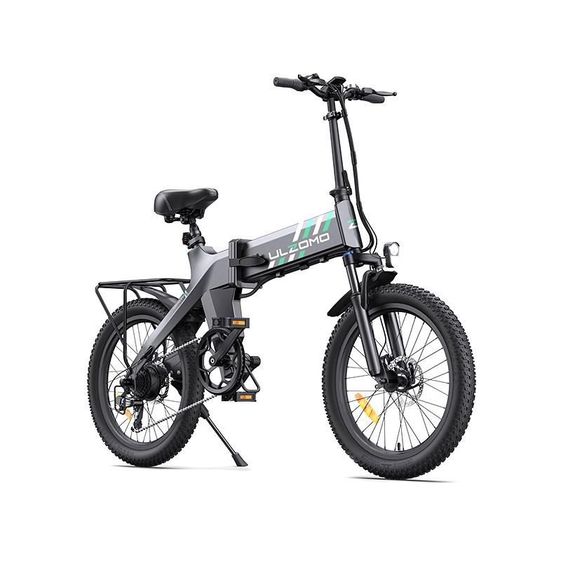 Bicicleta electrica pliabila Ulzomo Ridge 20 E-bike, 250W, 36V 15.6Ah, autonomie 60km, viteza maxima 25km/h, 20'' (Gray)