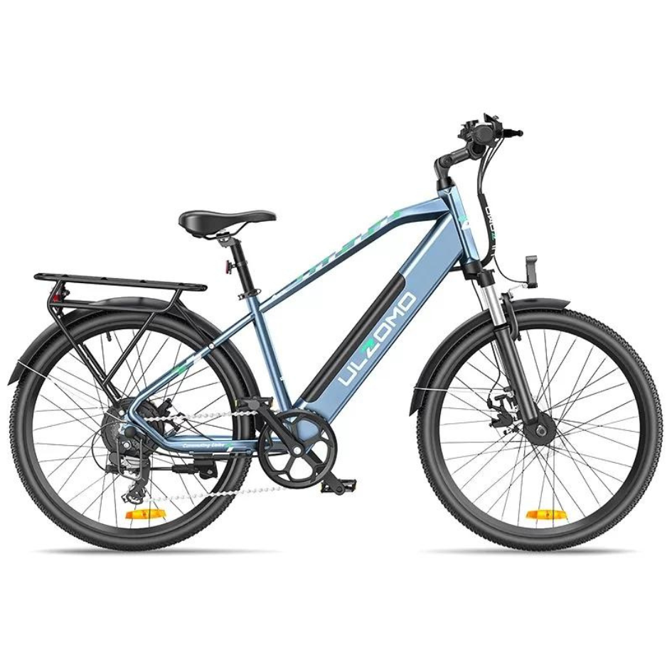 Bicicleta electrica Ulzomo Metro 26 E-bike, 250W, 36V 17Ah, autonomie 100km, viteza maxima 25km/h, 26" , Blue