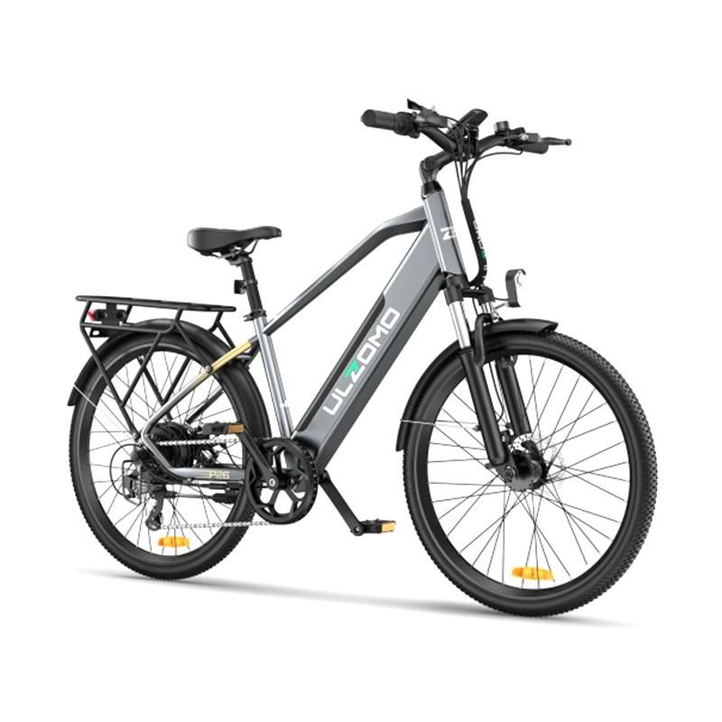 Bicicleta electrica Ulzomo Metro 26 E-bike, 250W, 36V 17Ah, autonomie 100km, viteza maxima 25km/h, 26" (Gray)